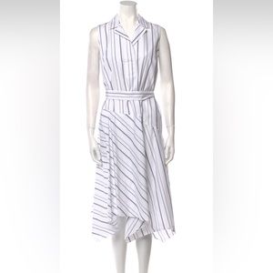 Lafayette 148 New York Dandy Belted Stripe Shirt Dress Size L